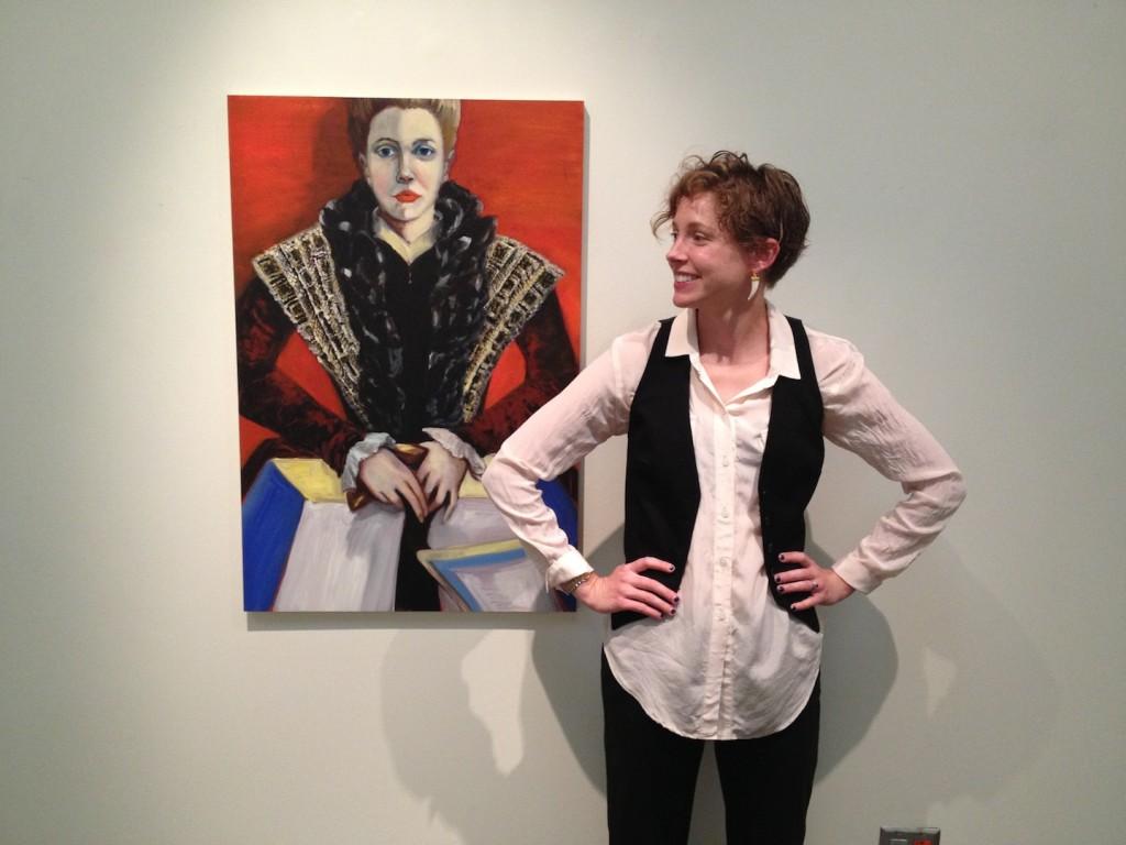 Artist+Hana+Shoup+poses+with+her+painting+The+Breadwinner.