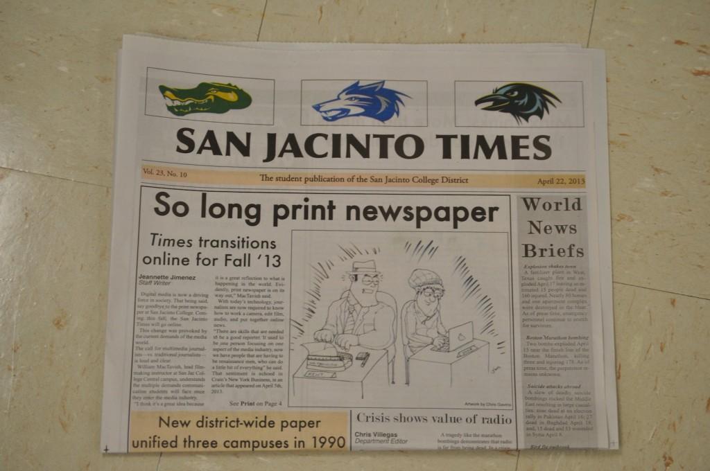 The last issue of the spring semester says a nostalgic goodbye to San Jacs traditional student publication.
