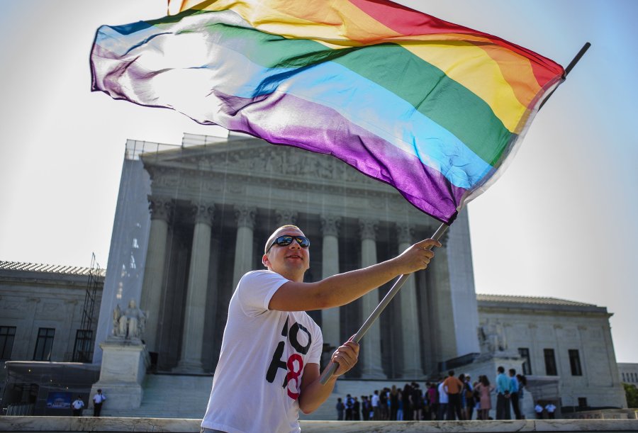 San Jac events are aimed at spotlighting the struggles of the LGBT community like those of the demonstrators gathered in front of the U.S. Supreme Court June 25, 2013, in Washington, DC. to support gay rights issues. 