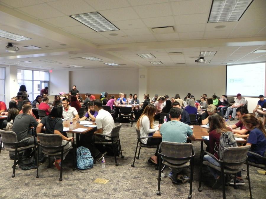 Students poured into the ILC for the speech facultys popular presentation on developing effective public speaking skills.