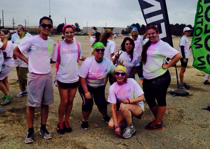 Rec Sports students attend Color in Motion 5K in Houston last spring. The run served as the inspiration behind Color Dodgeball.