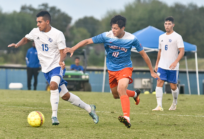 Ivan Cruz (left) and Carlos Blasco (right) beat conference rival Angelina College on Oct. 20 to advance to the semi-finals. The Coyotes and the Lady Ravens lost their final bids to bring home national titles before the programs are permanently shut down.